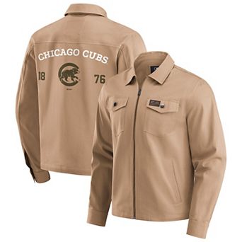 Men's Darius Rucker Collection by Fanatics Tan Chicago Cubs Distressed Washed Full-Zip Jacket
