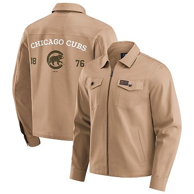Men's Darius Rucker Collection by Fanatics Tan Chicago Cubs Distressed Washed Full-Zip Jacket