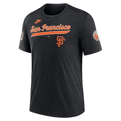 Men's Nike Heather Black San Francisco Giants Cooperstown Collection Eras Tri-Blend T-Shirt