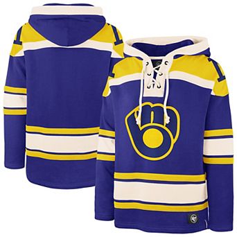 Men's '47 Royal Milwaukee Brewers Superior Lacer Pullover Hoodie