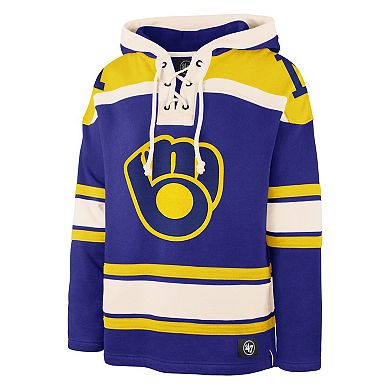 Men's '47 Royal Milwaukee Brewers Superior Lacer Pullover Hoodie