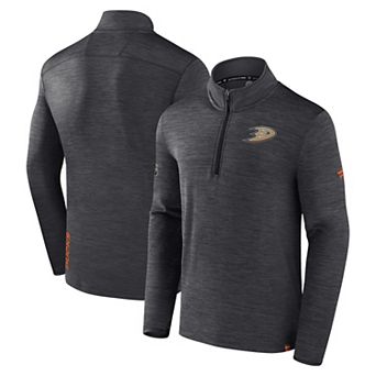 Men's Fanatics Heather Charcoal Anaheim Ducks Authentic Pro Lightweight Quarter-Zip Pullover