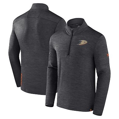 Men's Fanatics Heather Charcoal Anaheim Ducks Authentic Pro Lightweight Quarter-Zip Pullover