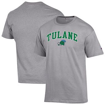 Men's Champion Heather Gray Tulane Green Wave Arch Over Logo T-Shirt