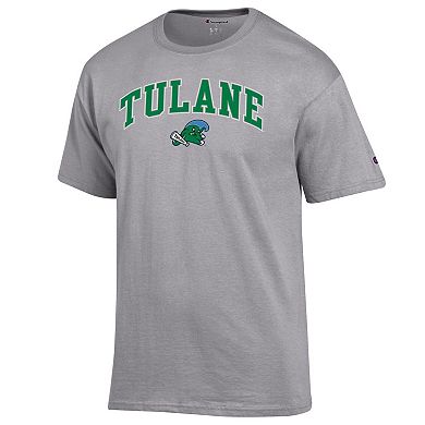 Men's Champion Heather Gray Tulane Green Wave Arch Over Logo T-Shirt