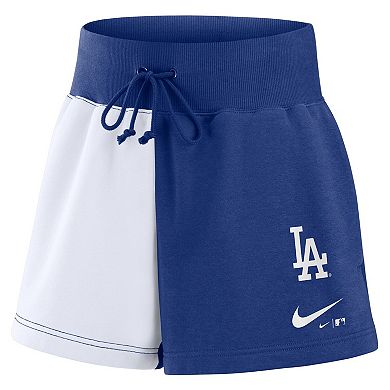 Women's Nike Royal/White Los Angeles Dodgers Color-Block Phoenix Fleece Lounge Shorts