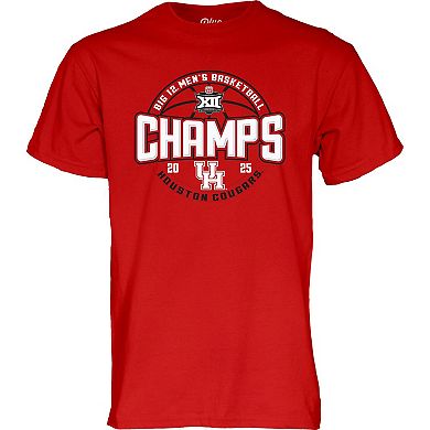 Men's Blue 84 Red Houston Cougars 2025 Big 12 Men's Basketball Conference Tournament Champions Locker Room T-Shirt