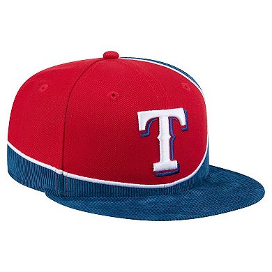 Men's New Era Royal/Red Texas Rangers Retro Split Corduroy Snapback Hat