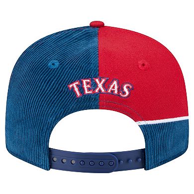 Men's New Era Royal/Red Texas Rangers Retro Split Corduroy Snapback Hat