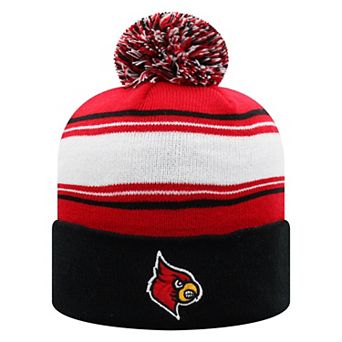 Men's Top of the World Red/White Louisville Cardinals Ambient Cuffed Knit Hat with Pom