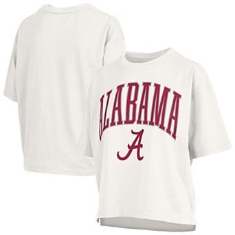Women's Pressbox White Alabama Crimson Tide Nelson Arch Over Logo Waist Length Oversized Slub T-Shirt
