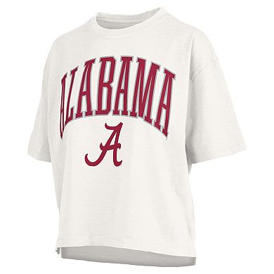 Women's Pressbox White Alabama Crimson Tide Nelson Arch Over Logo Waist Length Oversized Slub T-Shirt