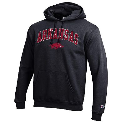 Men's�Champion Black Arkansas Razorbacks Arched Logo Fleece Pullover Hoodie