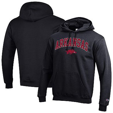 Men's�Champion Black Arkansas Razorbacks Arched Logo Fleece Pullover Hoodie