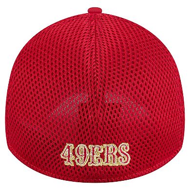 Men's New Era Scarlet San Francisco 49ers Game Day Linear 39THIRTY Flex Hat