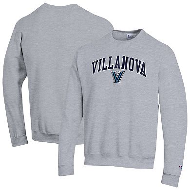 Men's Champion Heather Gray Villanova Wildcats Arch Over Logo Pullover Sweatshirt