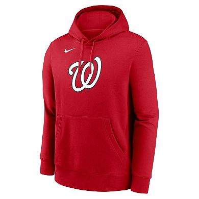 Men's Nike Red Washington Nationals Logo Club Fleece Pullover Hoodie
