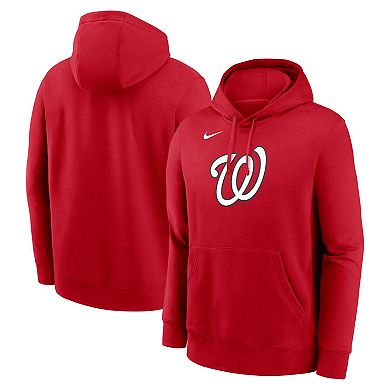 Men's Nike Red Washington Nationals Logo Club Fleece Pullover Hoodie