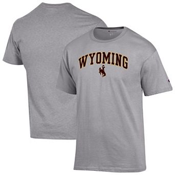 Men's Champion Heather Gray Wyoming Cowboys Arched Logo T-Shirt