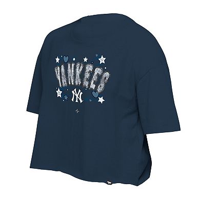 Girls Youth New Era Navy New York Yankees Flip Sequin Team T-Shirt