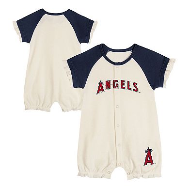 Infant White Los Angeles Angels Slide Run Raglan Coveralls