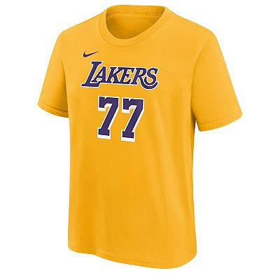 Men's Nike Luka Don��i�� Gold Los Angeles Lakers Icon Edition Name & Number T-Shirt