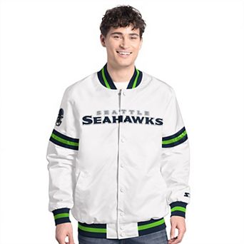 Men's Starter White Seattle Seahawks Scout Full-Snap Varsity Jacket