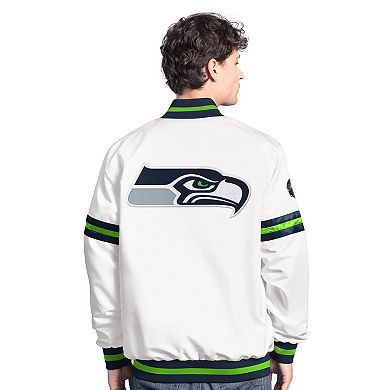 Men's Starter White Seattle Seahawks Scout Full-Snap Varsity Jacket