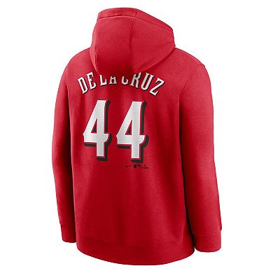 Men's Nike Elly De La Cruz Red Cincinnati Reds Player Name & Number Club Pullover Hoodie