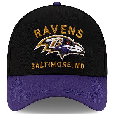 Men's New Era Black/Purple Baltimore Ravens 2025 NFL Draft 39THIRTY Flex Hat