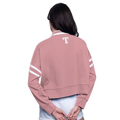 Women's Starter Pink Texas Rangers Power Play Cropped Pullover Sweatshirt