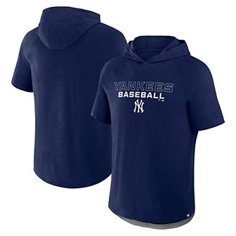 Men's Fanatics Navy New York Yankees Clubhouse Optimal Play Raglan Short Sleeve Pullover Hoodie