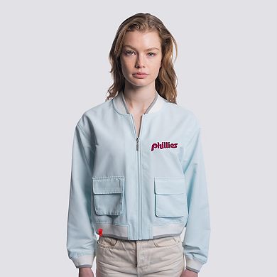 Women's Lusso Light Blue Philadelphia Phillies Paisley Cropped Full-Zip Jacket