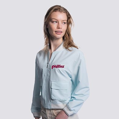 Women's Lusso Light Blue Philadelphia Phillies Paisley Cropped Full-Zip Jacket