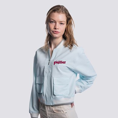 Women's Lusso Light Blue Philadelphia Phillies Paisley Cropped Full-Zip Jacket