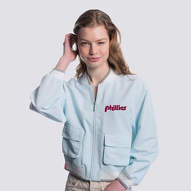 Women's Lusso Light Blue Philadelphia Phillies Paisley Cropped Full-Zip Jacket