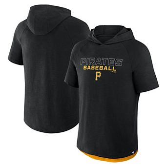 Men's Fanatics Black Pittsburgh Pirates Clubhouse Optimal Play Raglan Short Sleeve Pullover Hoodie