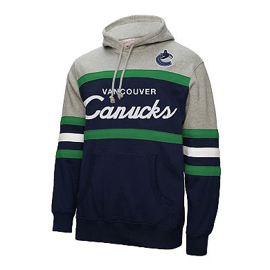 Men's Mitchell & Ness Navy/Gray Vancouver Canucks Head Coach Pullover Hoodie