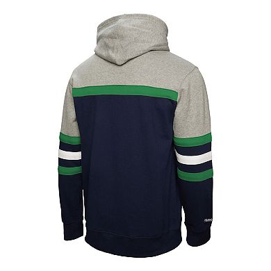 Men's Mitchell & Ness Navy/Gray Vancouver Canucks Head Coach Pullover Hoodie