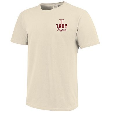 Men's Cream Troy University Trojans Comfort Colors Mascot Overlay T-Shirt