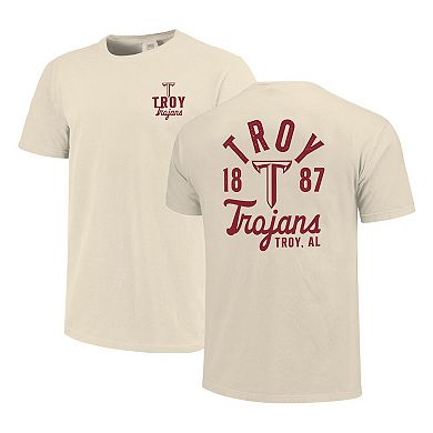 Men's Cream Troy University Trojans Comfort Colors Mascot Overlay T-Shirt