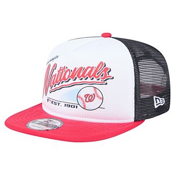 Men's New Era White/Red Washington Nationals Retro Script Trucker 9FIFTY Snapback Hat