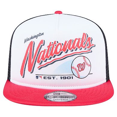Men's New Era White/Red Washington Nationals Retro Script Trucker ...