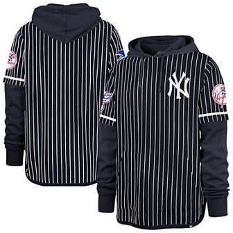 Men's '47 Navy New York Yankees Pinstripe Double Header Pullover Hoodie