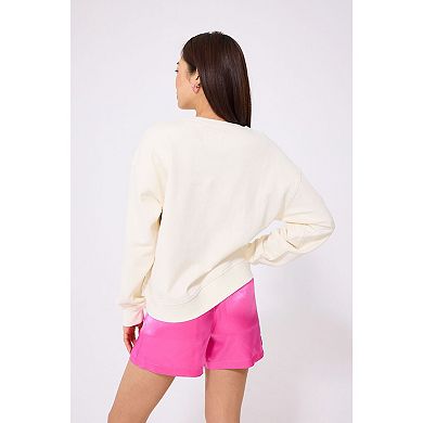 Women's Terez Cream Los Angeles Dodgers Technicolor Oversized Pullover Sweatshirt