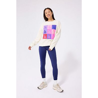 Women's Terez Cream Los Angeles Dodgers Technicolor Oversized Pullover Sweatshirt