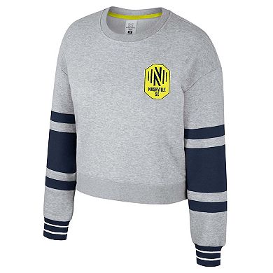 Women's Stadium Essentials Heather Gray Nashville SC Scrimmage Cropped Pullover Sweatshirt