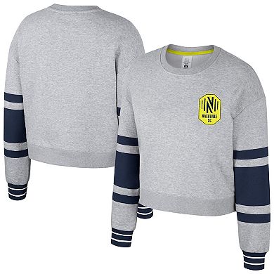 Women's Stadium Essentials Heather Gray Nashville SC Scrimmage Cropped Pullover Sweatshirt