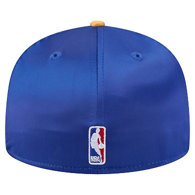 Men's New Era Royal/Gold Golden State Warriors Throwback Satin Vintage Pin Two-Tone 59FIFTY Fitted Hat