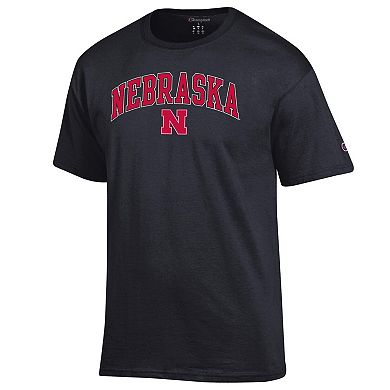 Men's Champion Black Nebraska Huskers Arched Logo T-Shirt